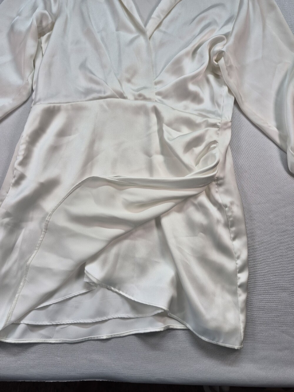 Zara Women's L White Silk Effect Draped Long Sleeve Shirt Dress 4437/098 NWT - Picture 5 of 16